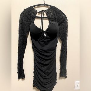 NWOT Party Dress with Beaded Sleeves